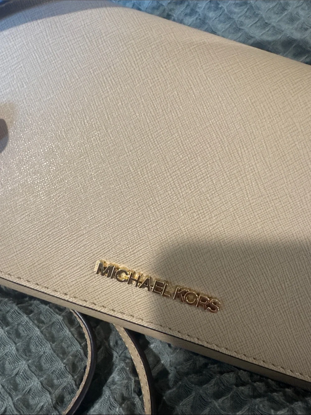 Michael Kors Beige/Tan Crossbody with Gold Logo-BRAND NEW WITH TAGS!